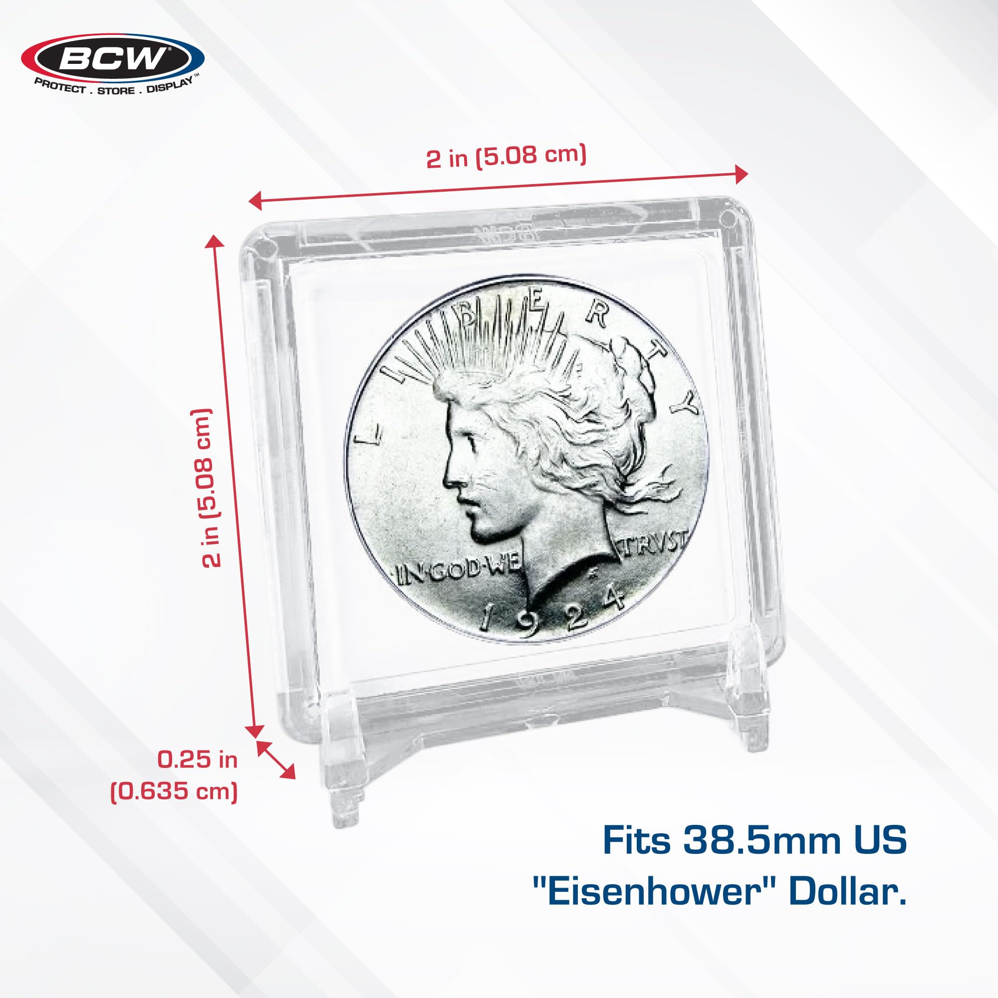 BCW 2x2 Coin Snap - Dollar - 25ct | Coin Holder Case for 38.5mm US Eisenhower Dollar | Snap Together Design | Stackable, Coin Collecting Supplies | Morgan and Peace Dollar Holder - Image 3