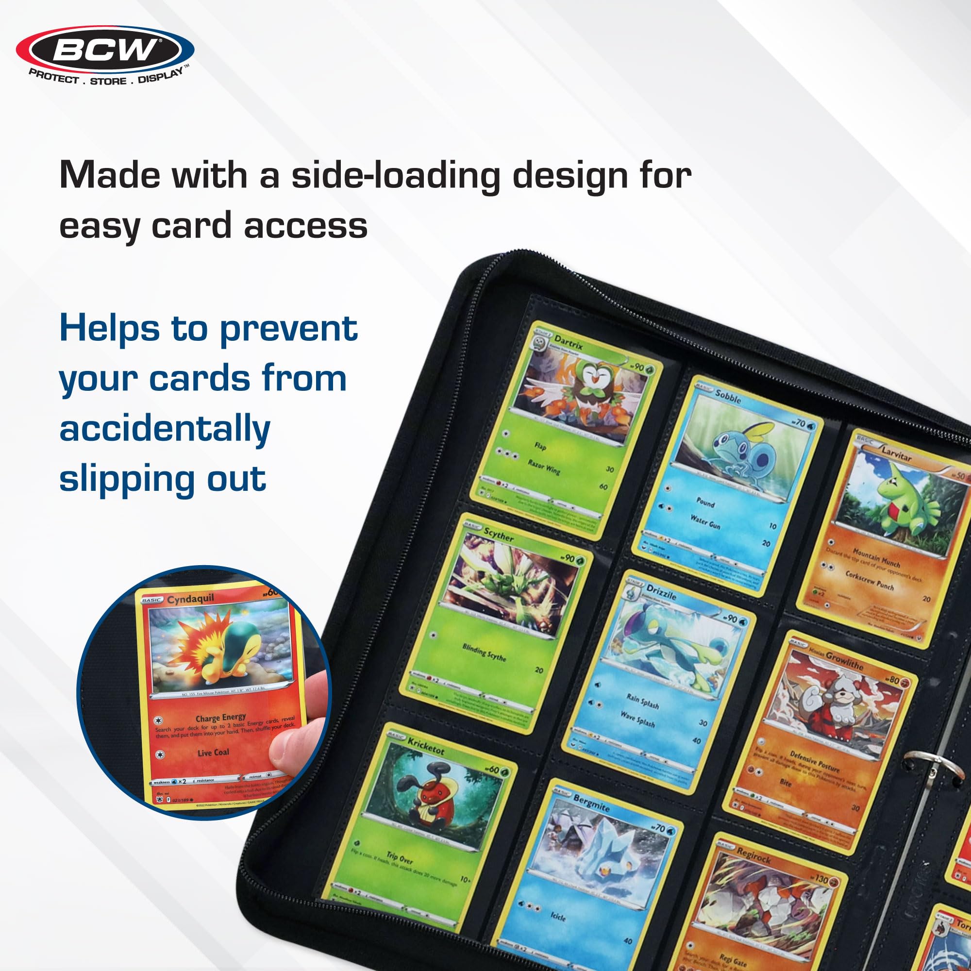 BCW Double-Sided 9-Pocket Pages Holder - 10 Black Pages | Trading Card Binder Sheets | Secure Side Loading | Ideal Card Storage and Display Solution - Image 4